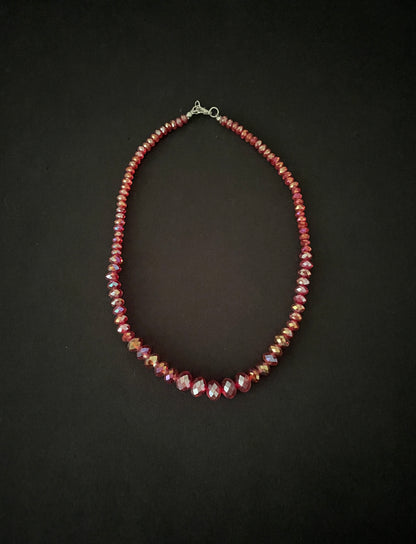 Red Crystal Bead Necklace image 1