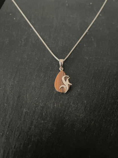 Tiger's Eye Teardrop and Silver Pendant image 1