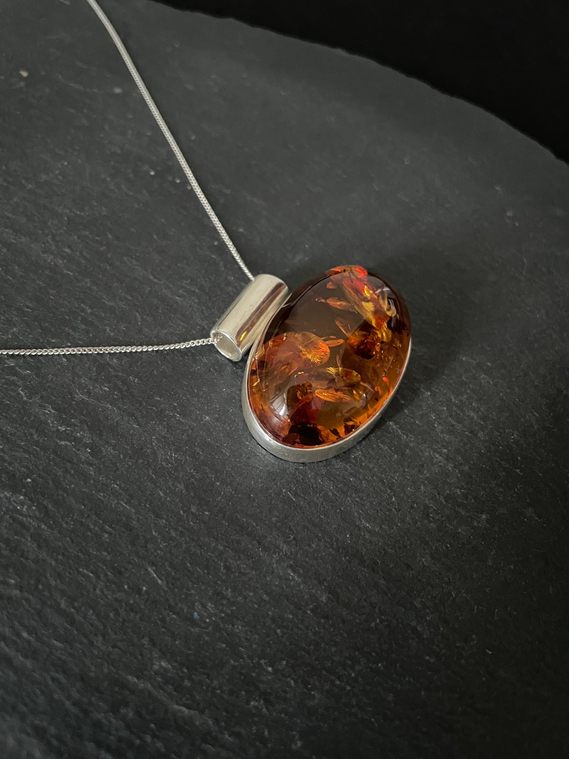 Amber and Silver Pendant image 2