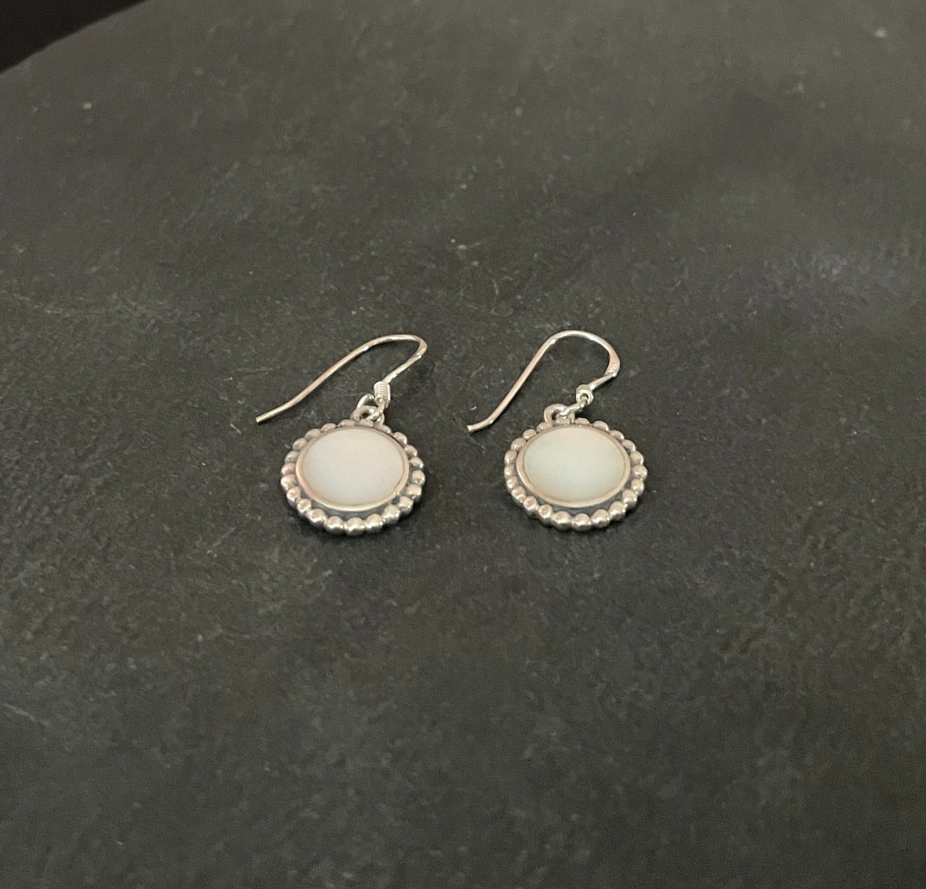 Mother of Pearl Round Earrings image 1