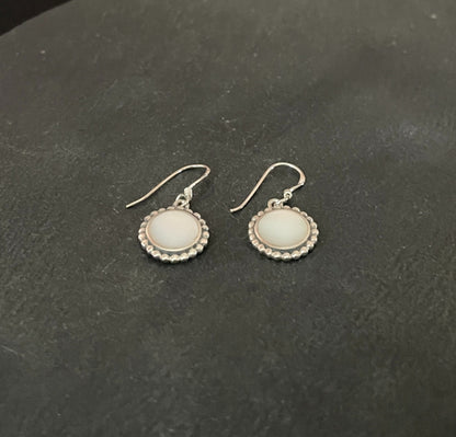 Mother of Pearl Round Earrings image 1