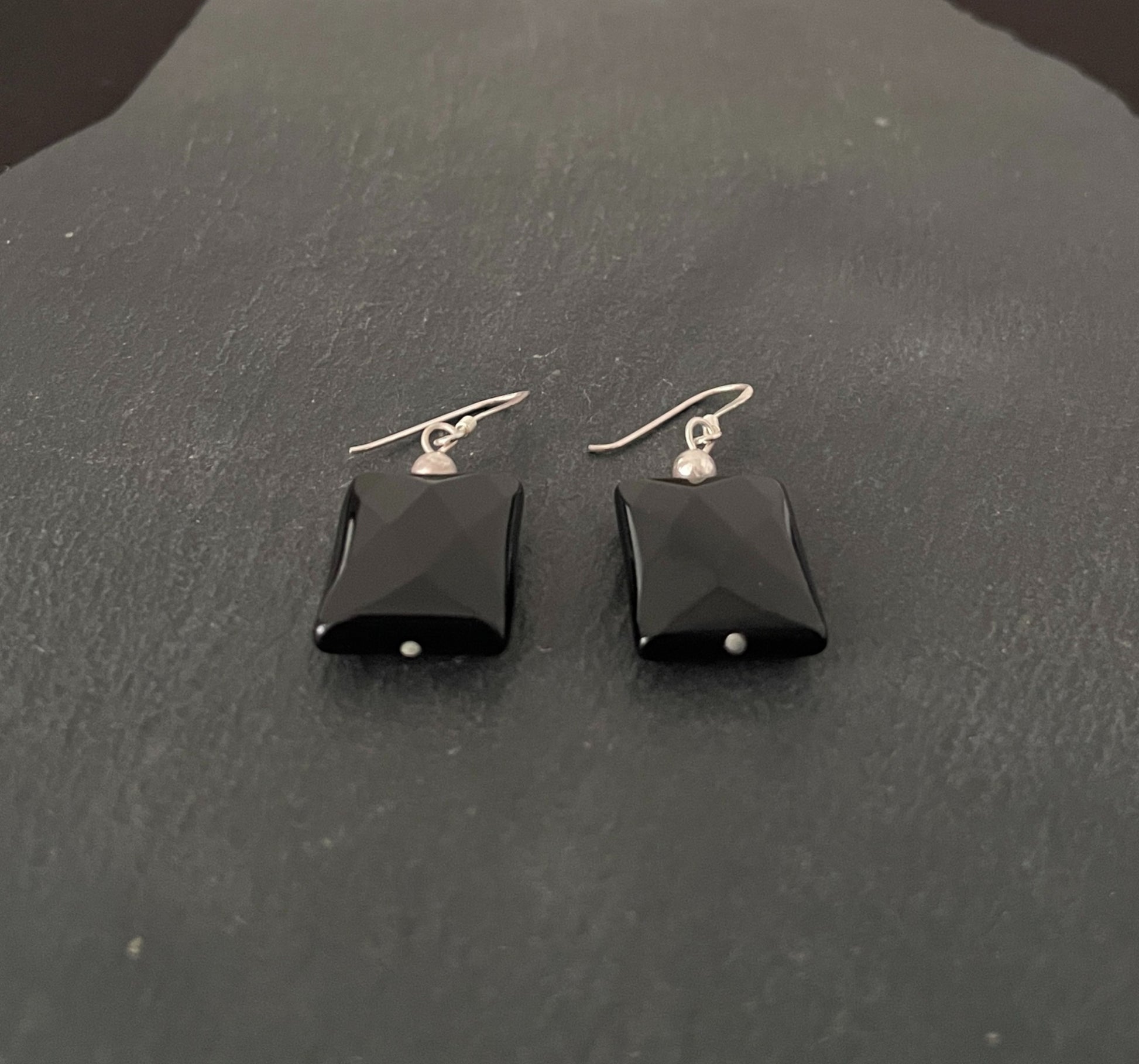 Rectangle Black Onyx Drop Earrings image 1