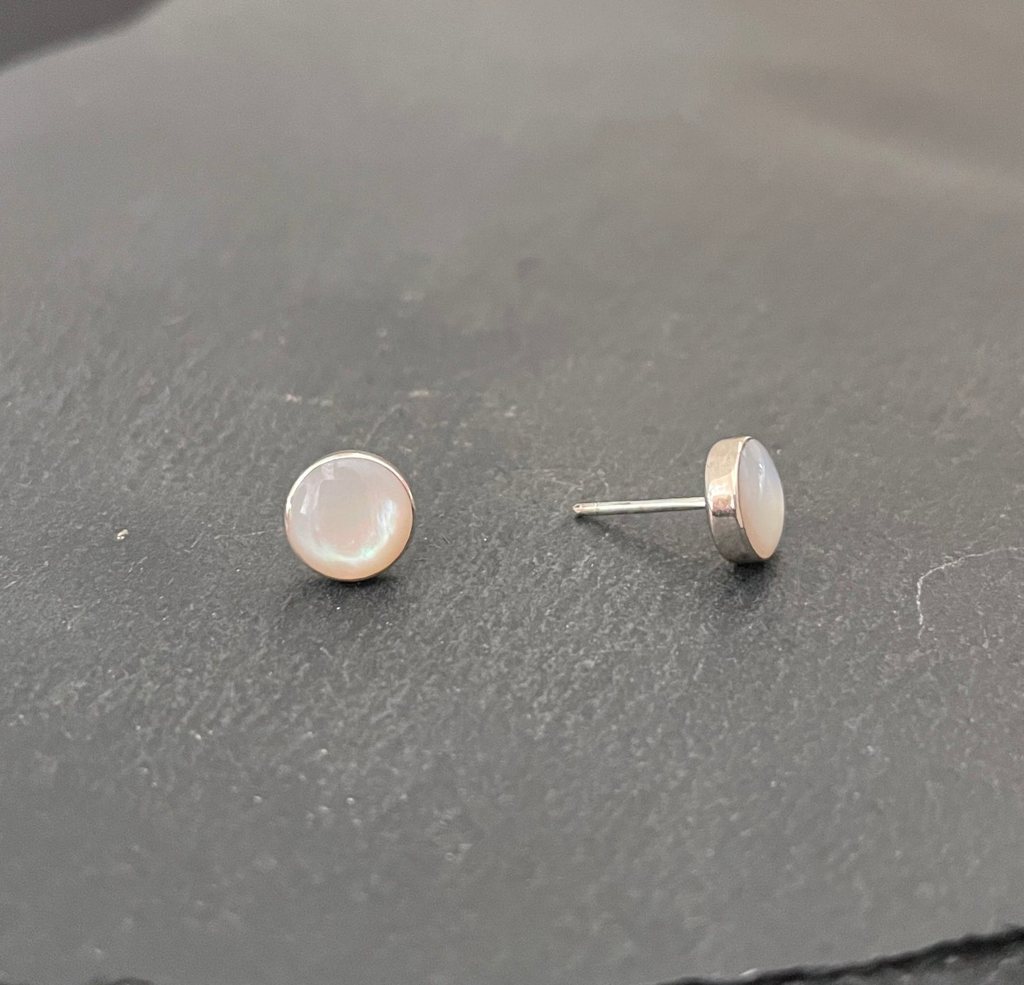 Mother of Pearl Round Stud Earrings image 1