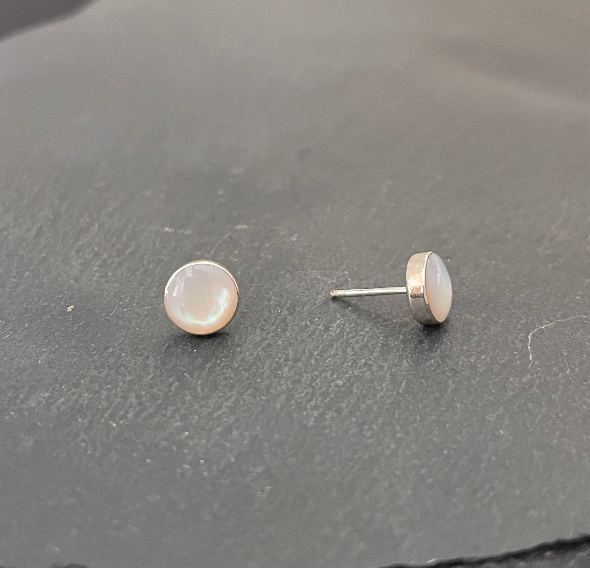 Mother of Pearl Round Stud Earrings image 1