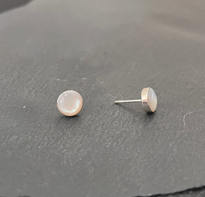 Mother of Pearl Round Stud Earrings image 1