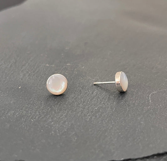 Mother of Pearl Round Stud Earrings image 1