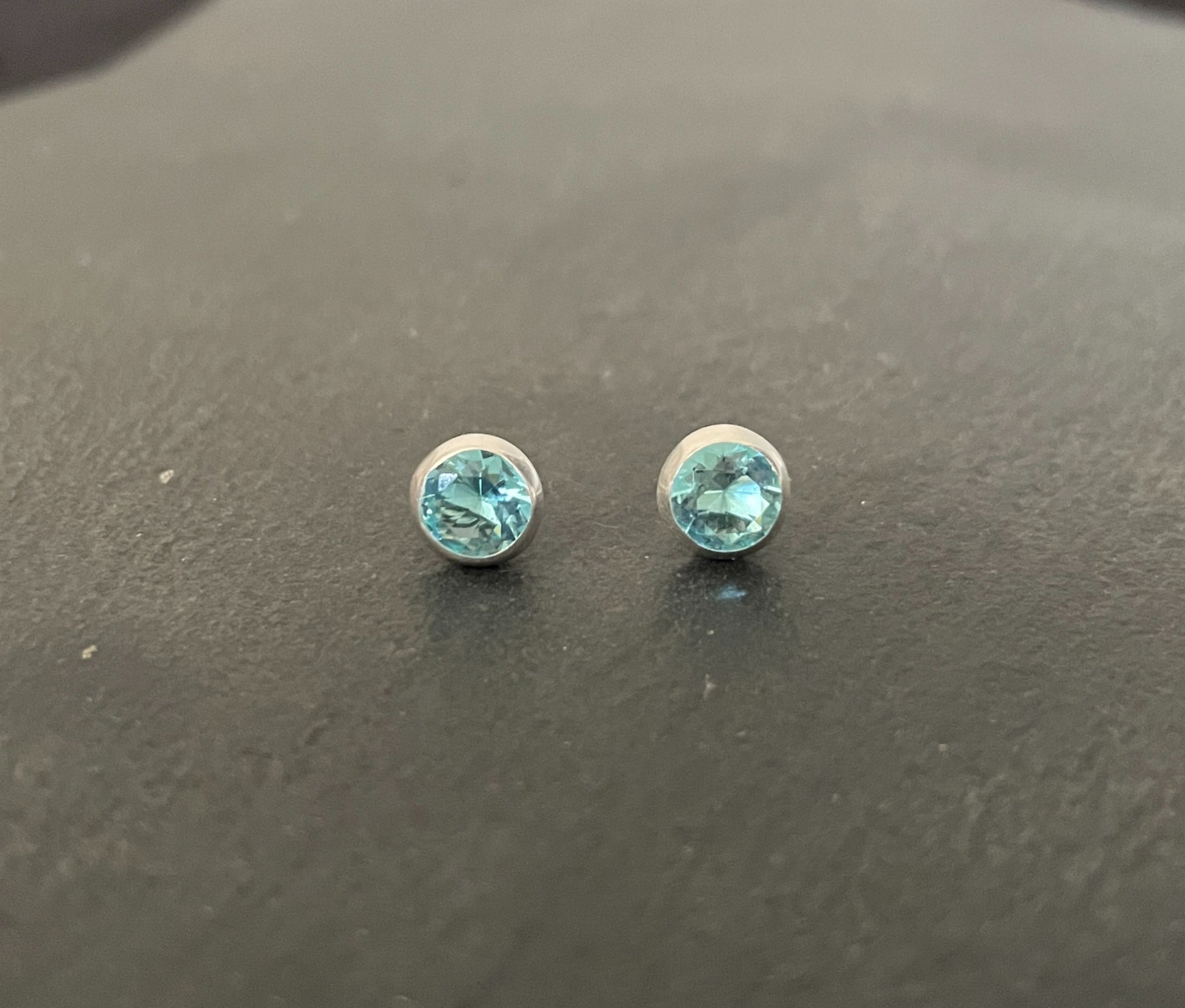 Round Blue Topaz Studs image 0