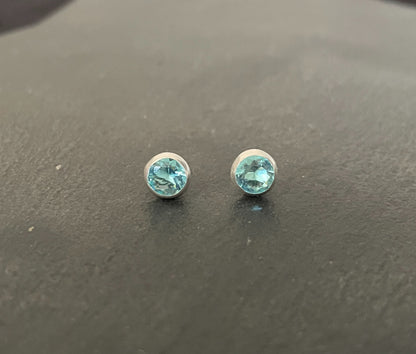 Round Blue Topaz Studs image 0