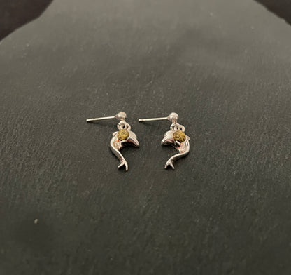 Amber Dolphin Earrings image 1