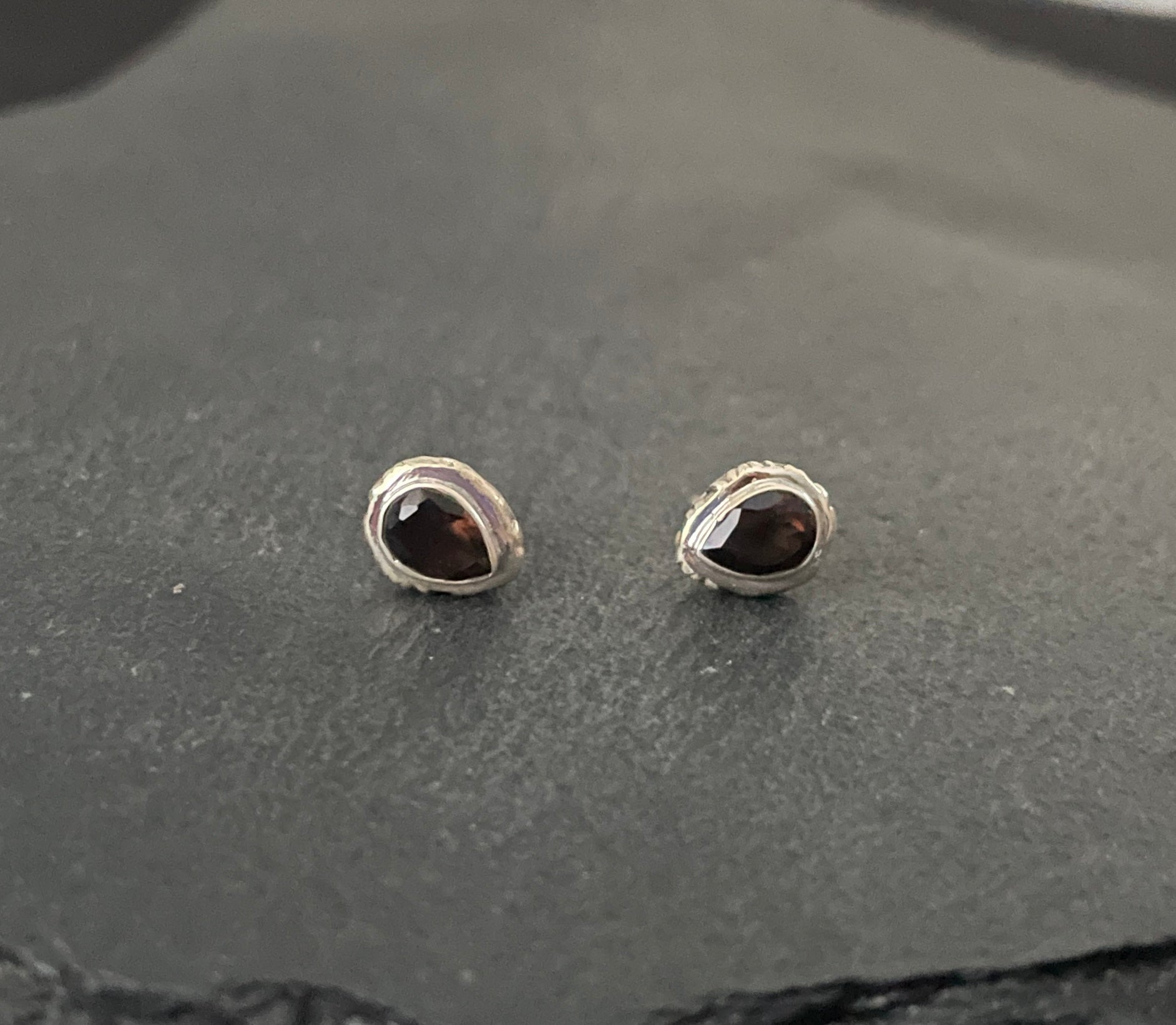 Smokey Quartz Teardrop Stud Earrings image 0