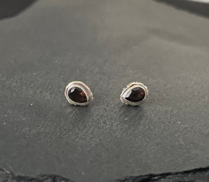 Smokey Quartz Teardrop Stud Earrings image 0