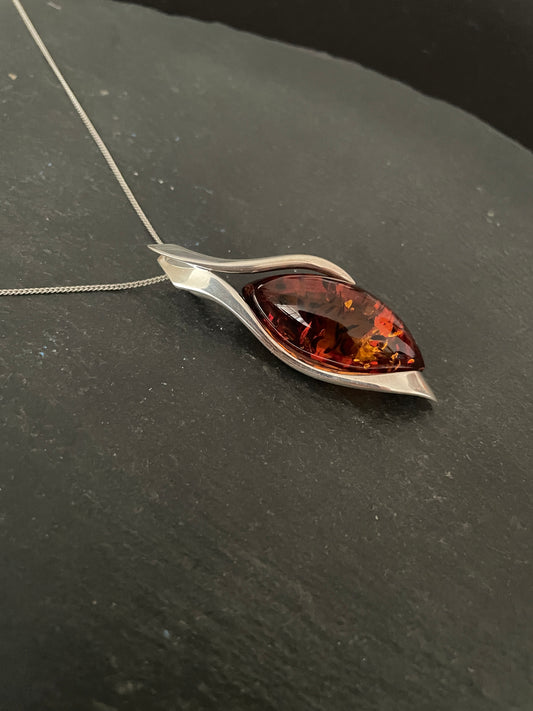 Amber and Silver Pendant image 1
