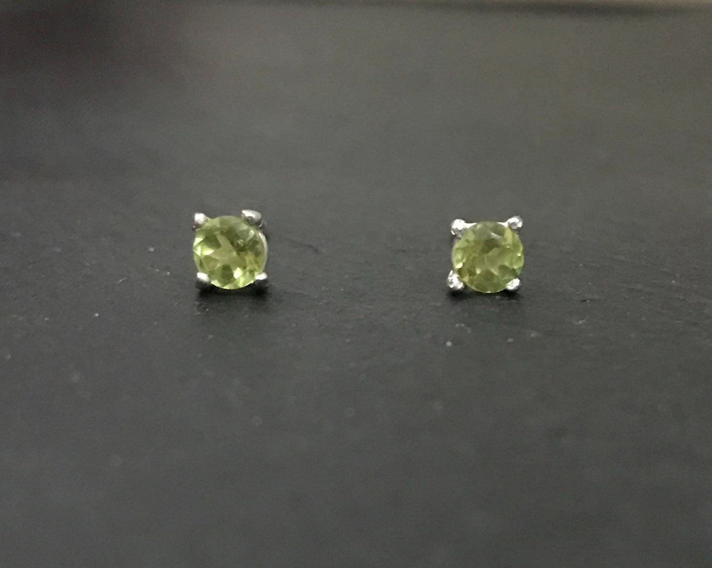 Round Peridot Stud Earrings image 0