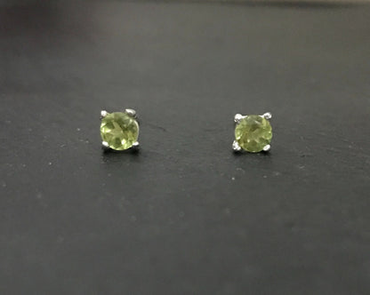 Round Peridot Stud Earrings image 0