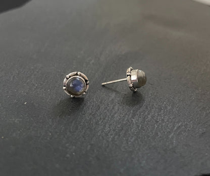 Round Labradorite Stud Earrings image 1