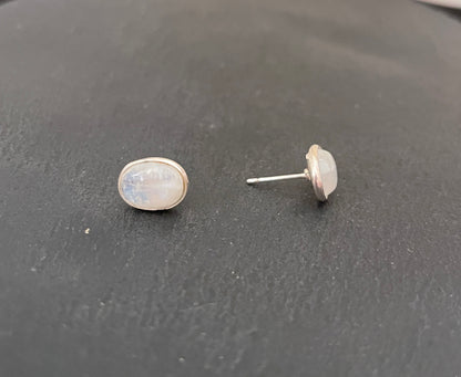 Moonstone Oval Stud Earrings image 1