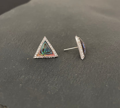 Paua Shell and Cubic Zirconia Studs image 1