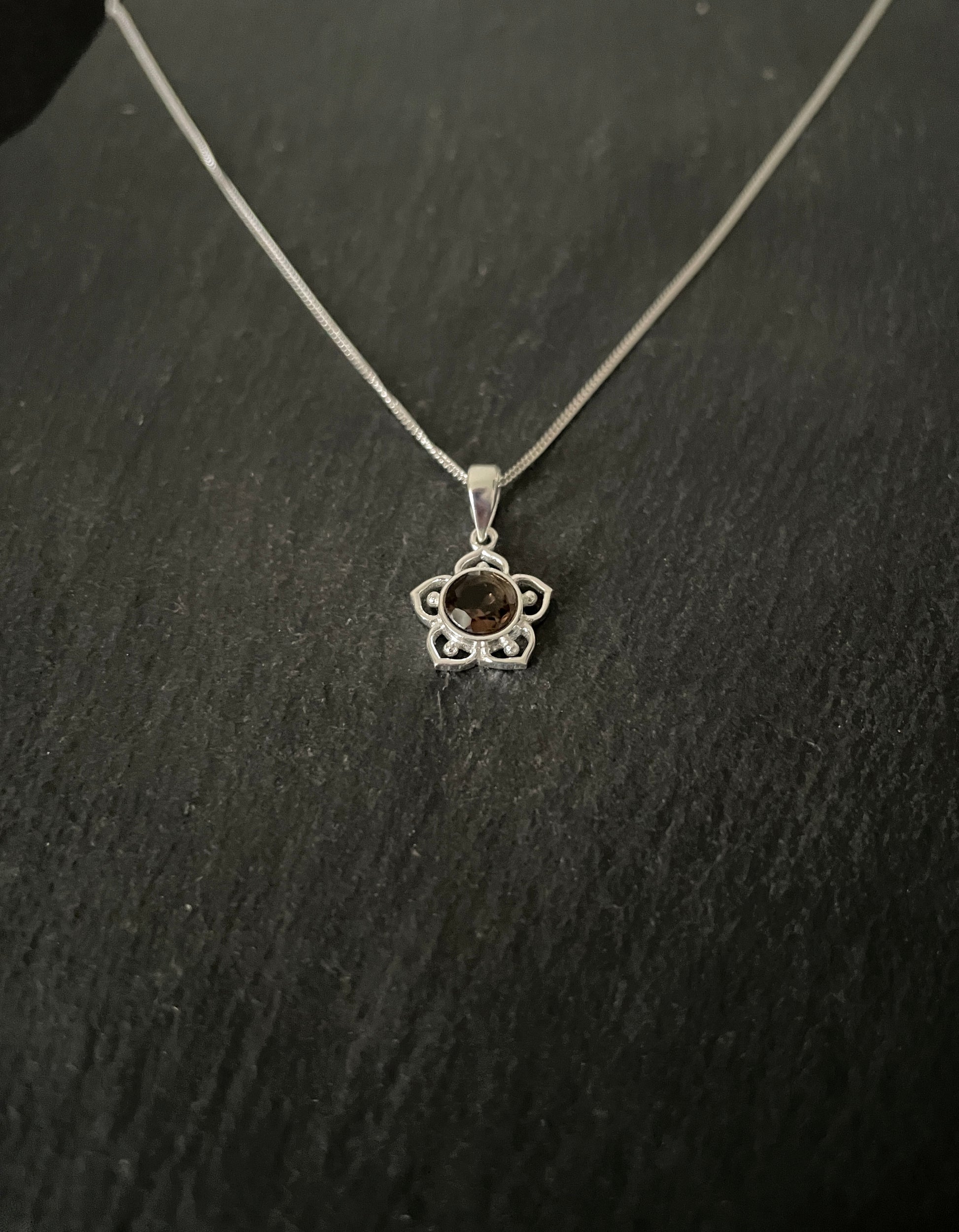 Smokey Quartz Flower Pendant image 1