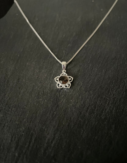 Smokey Quartz Flower Pendant image 1