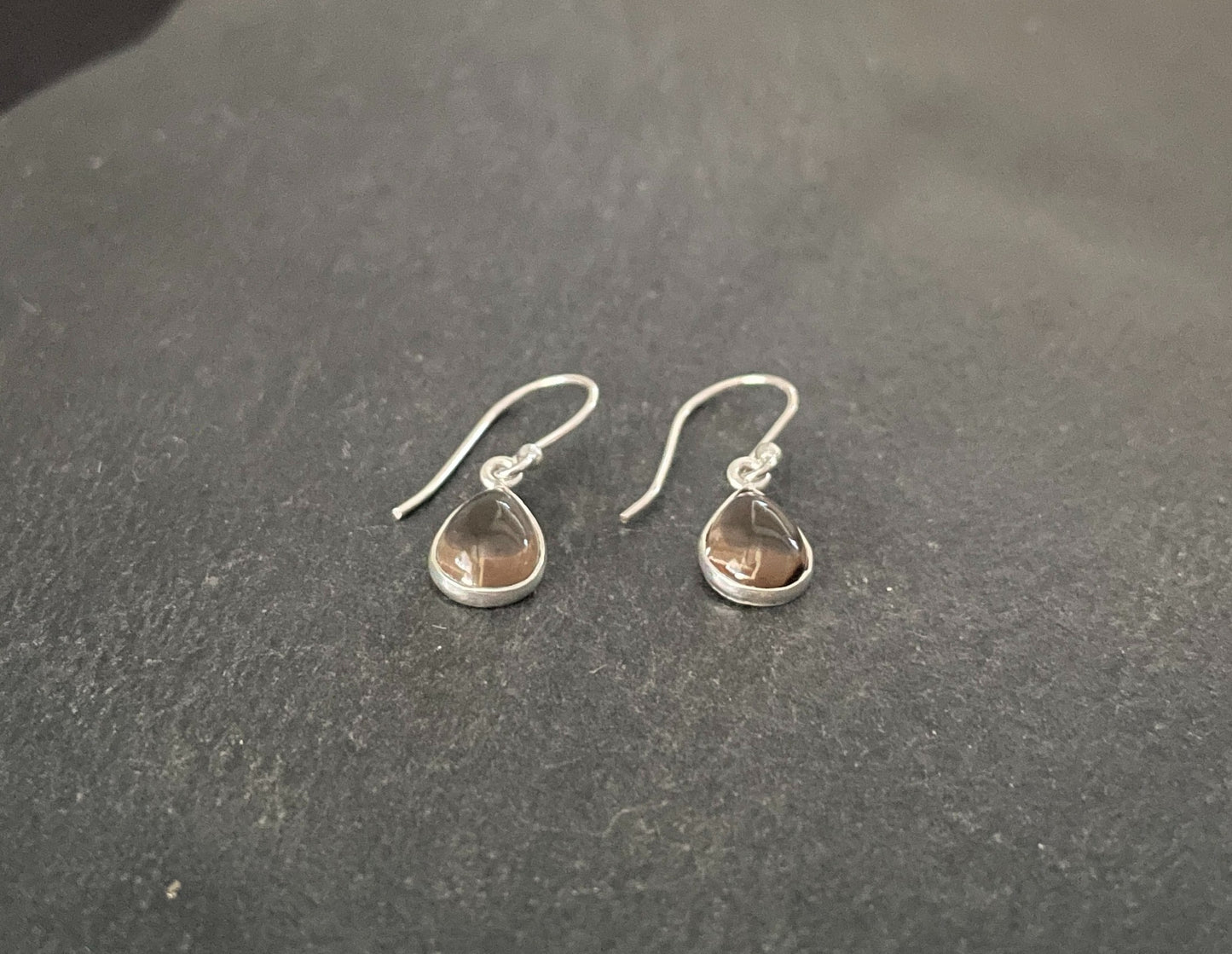 Teardrop Smokey Quartz and Silver Earrings image 1