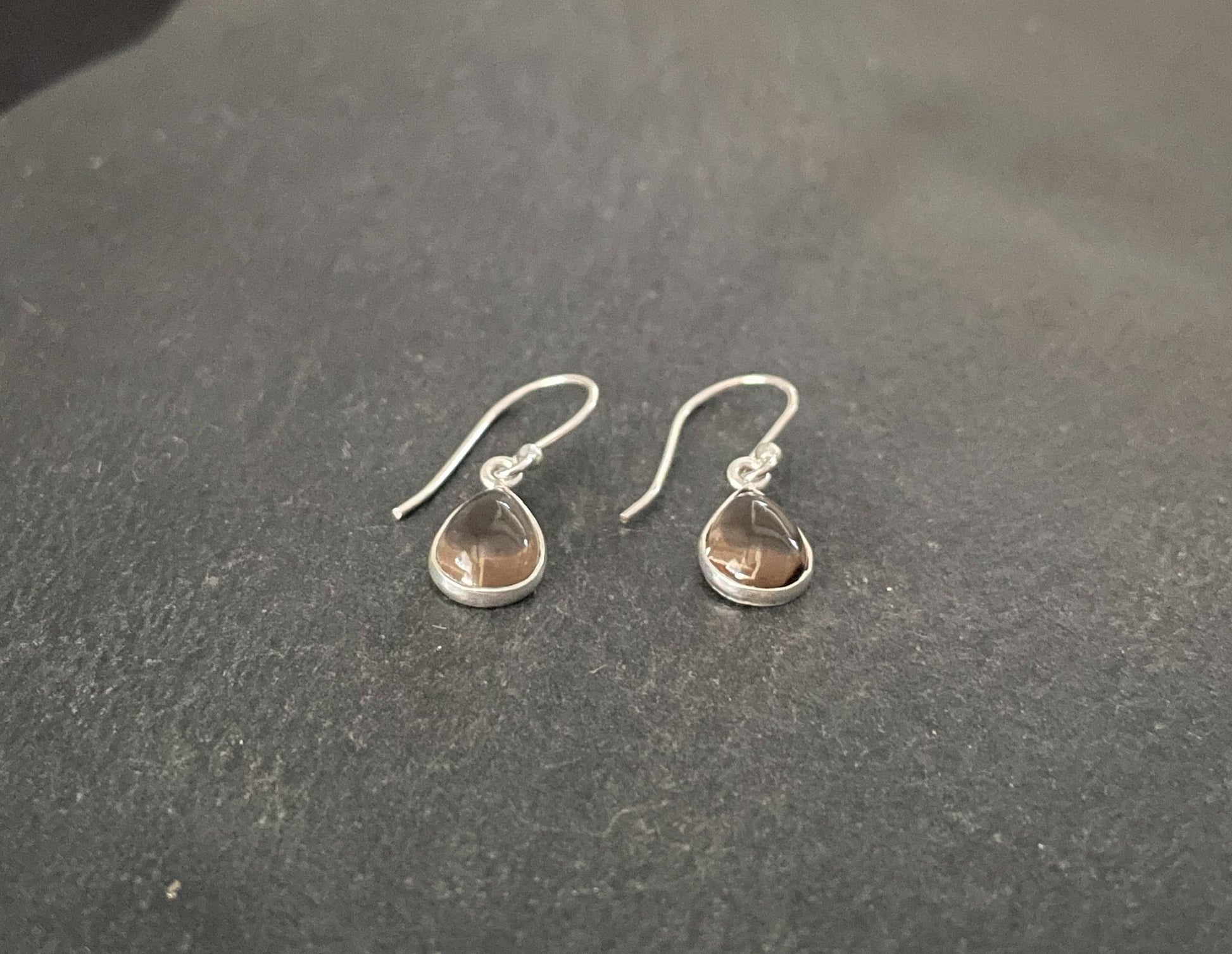 Teardrop Smokey Quartz and Silver Earrings image 1