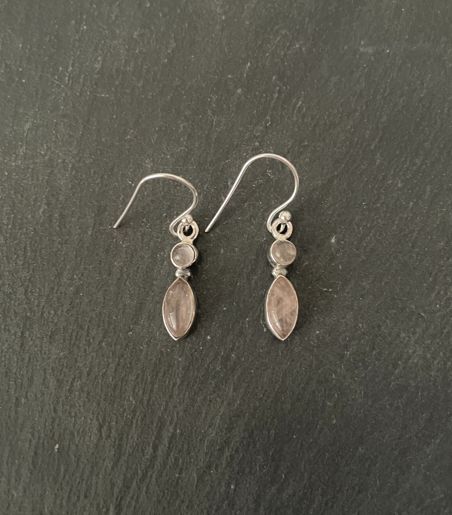 Two Stone Rose Quartz and Silver Earrings image 0