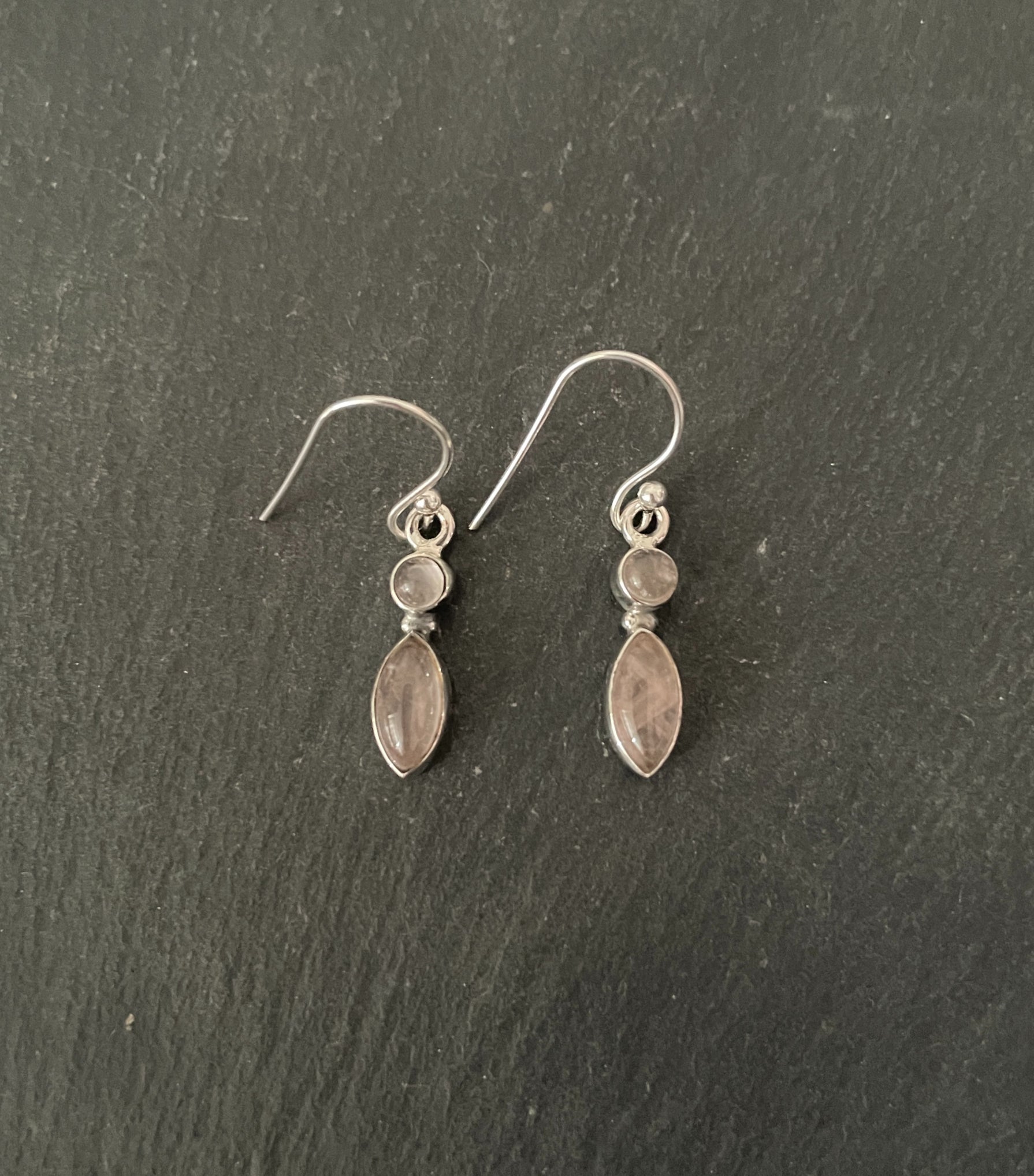 Two Stone Rose Quartz and Silver Earrings image 0