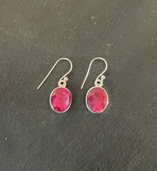 Oval Ruby Drop Earrings image 0