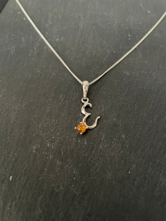 Letter E Amber Pendant image 1