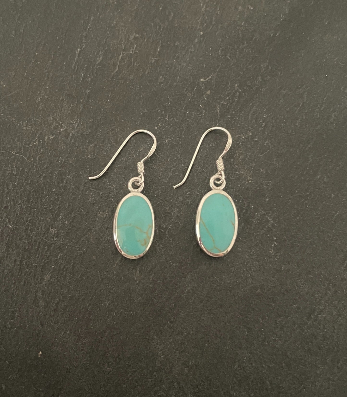 Oval Turquoise and Silver Earrings image 0