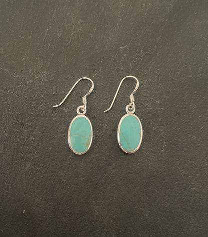 Oval Turquoise and Silver Earrings image 0