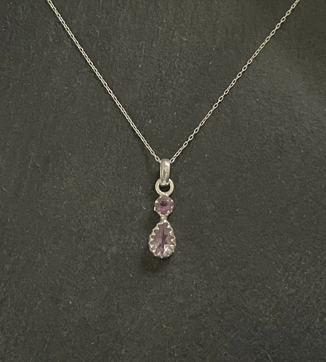 Amethyst and Silver Drop Pendant image 0