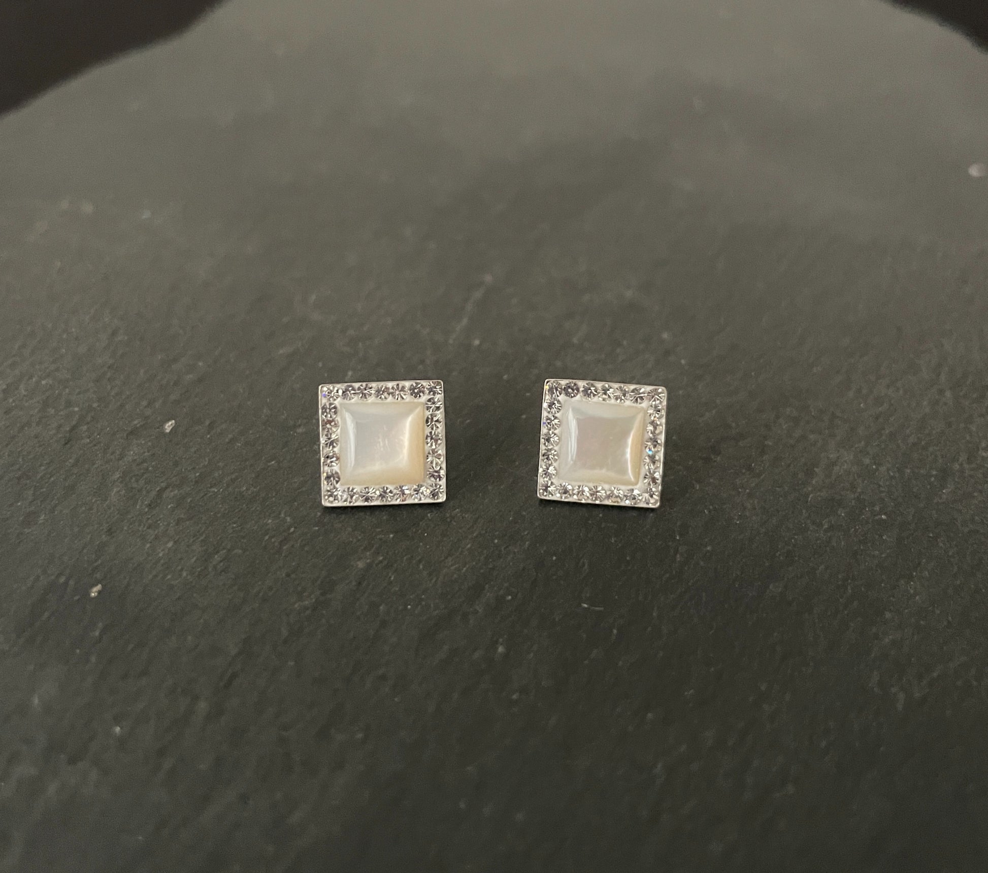 Mother of Pearl and Cubic Zirconia Stud Earrings image 0