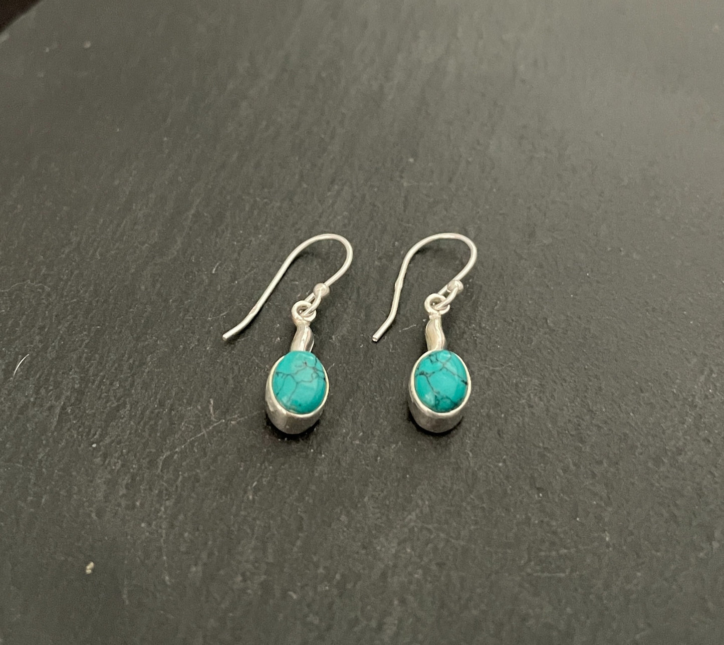 Oval Turquoise and Silver Earrings image 1