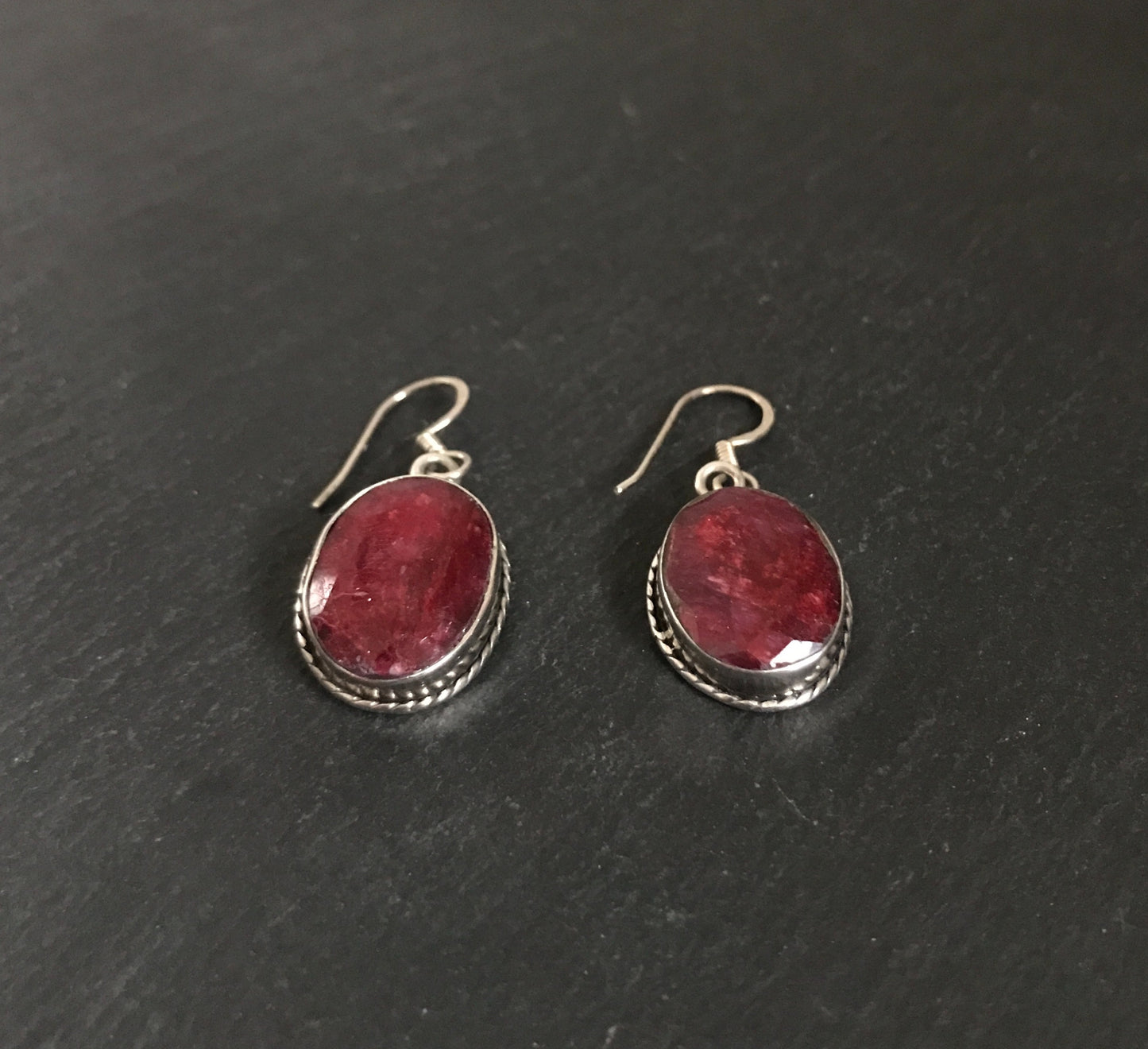 Oval Ruby Drop Earrings image 1