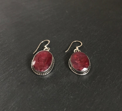 Oval Ruby Drop Earrings image 1