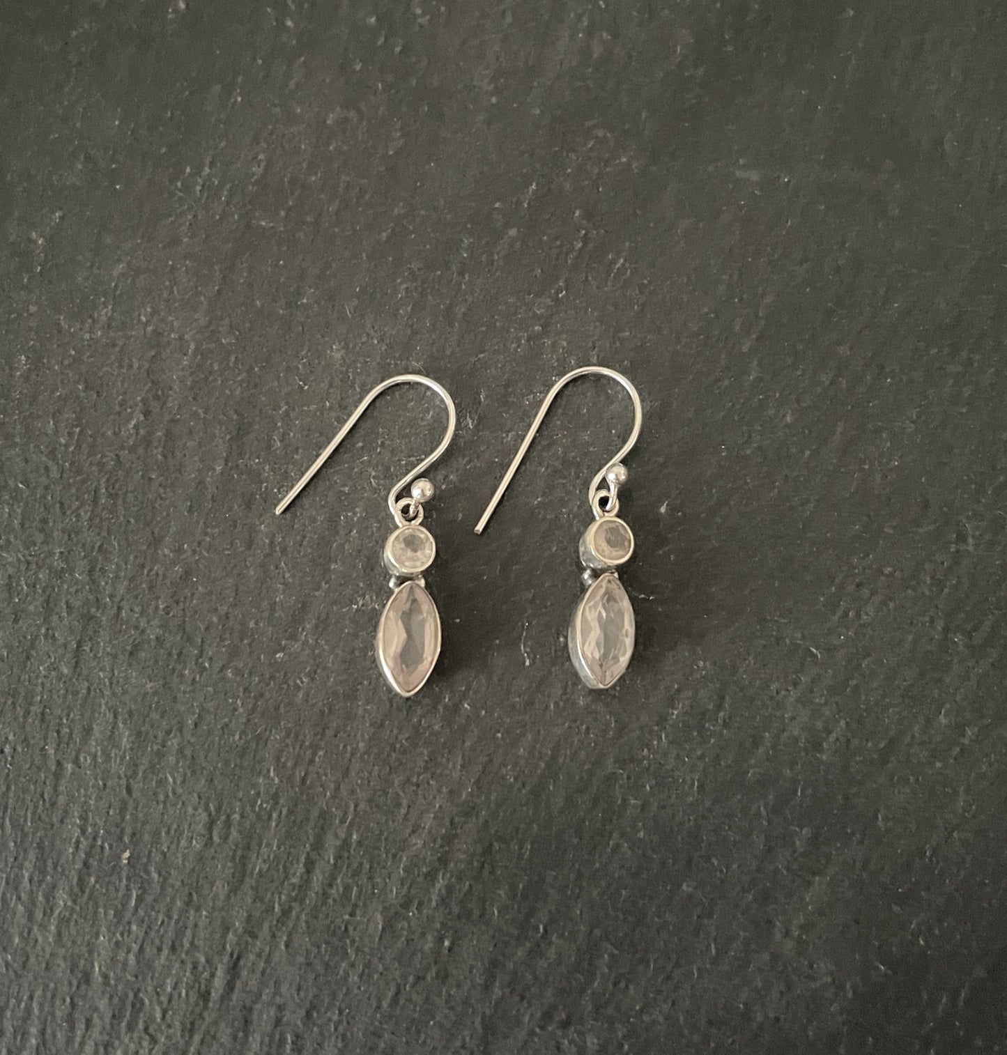Two Stone Rose Quartz and Silver Earrings image 0