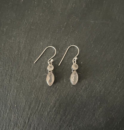 Two Stone Rose Quartz and Silver Earrings image 0
