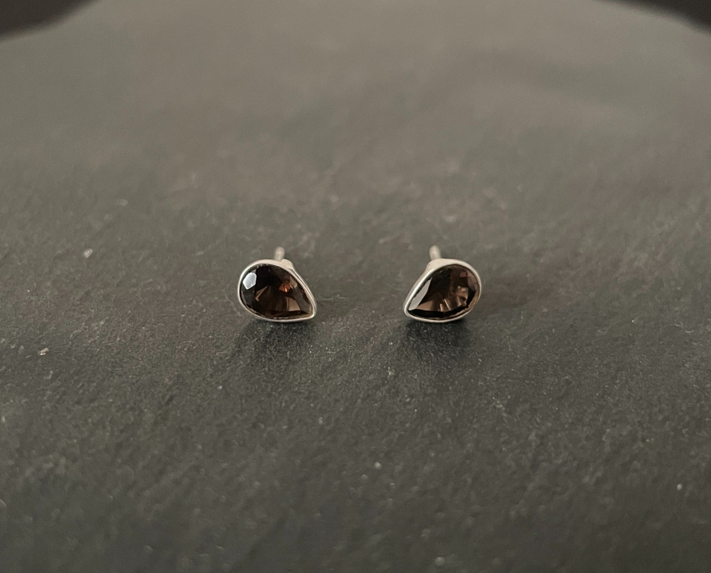 Smokey Quartz Teardrop Stud Earrings image 0