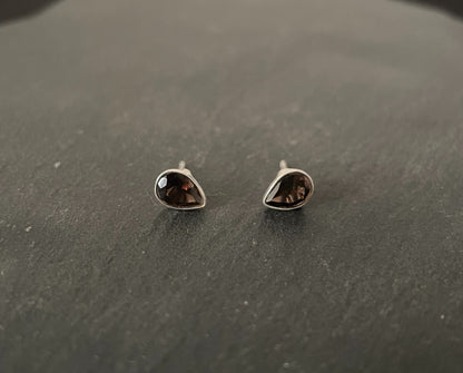 Smokey Quartz Teardrop Stud Earrings image 0