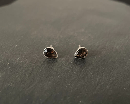 Smokey Quartz Teardrop Stud Earrings image 0