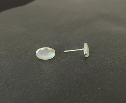 Mother of Pearl Oval Stud Earrings image 1