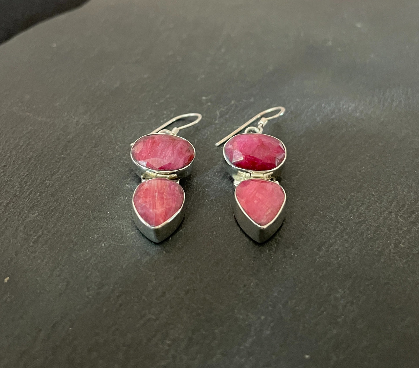 Ruby and Silver Drop Earrings image 1