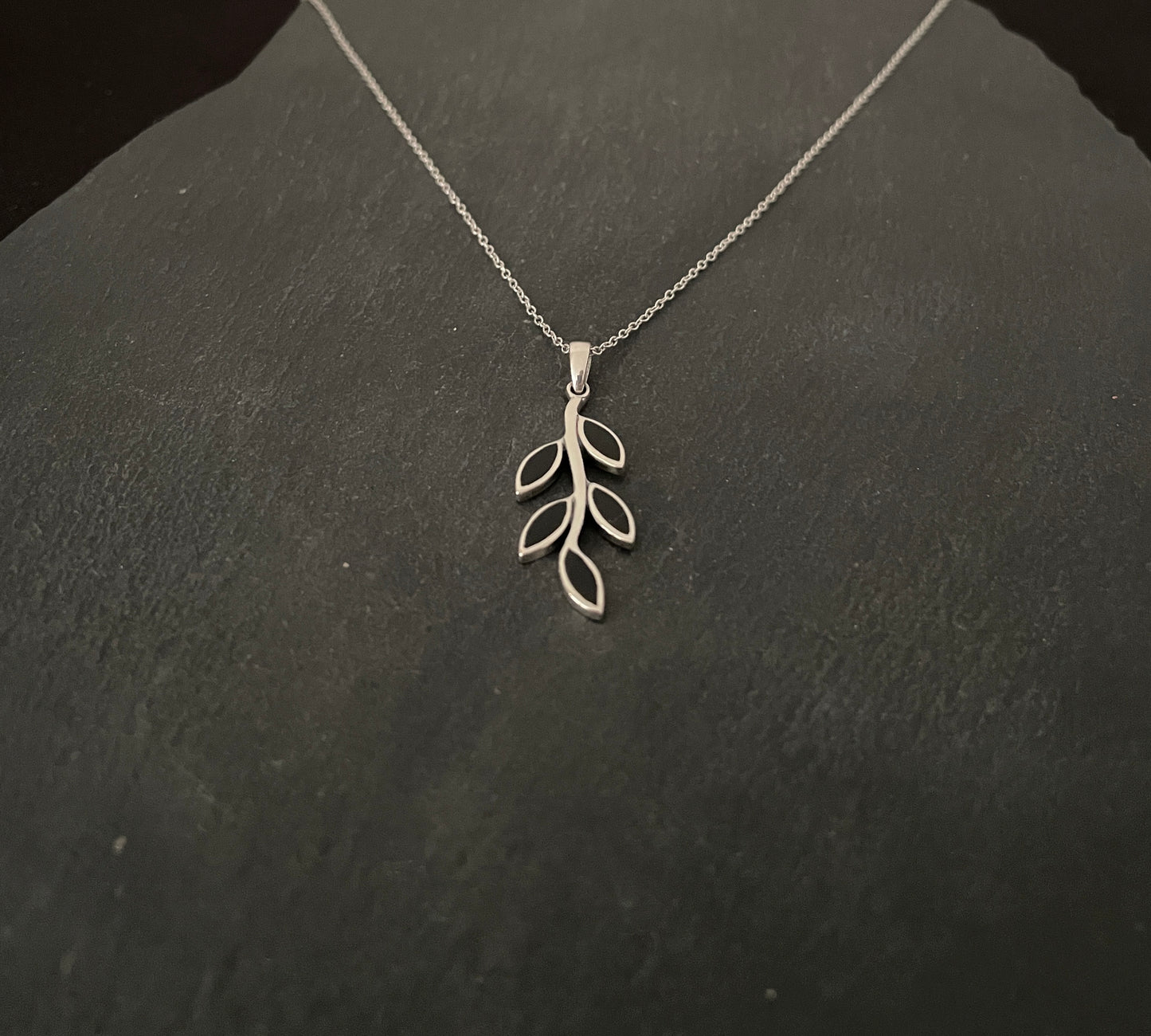 Black Onyx Leaf Pendant image 1
