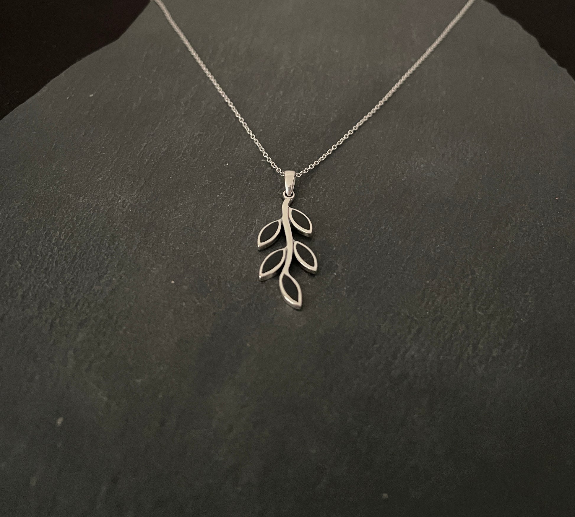 Black Onyx Leaf Pendant image 1
