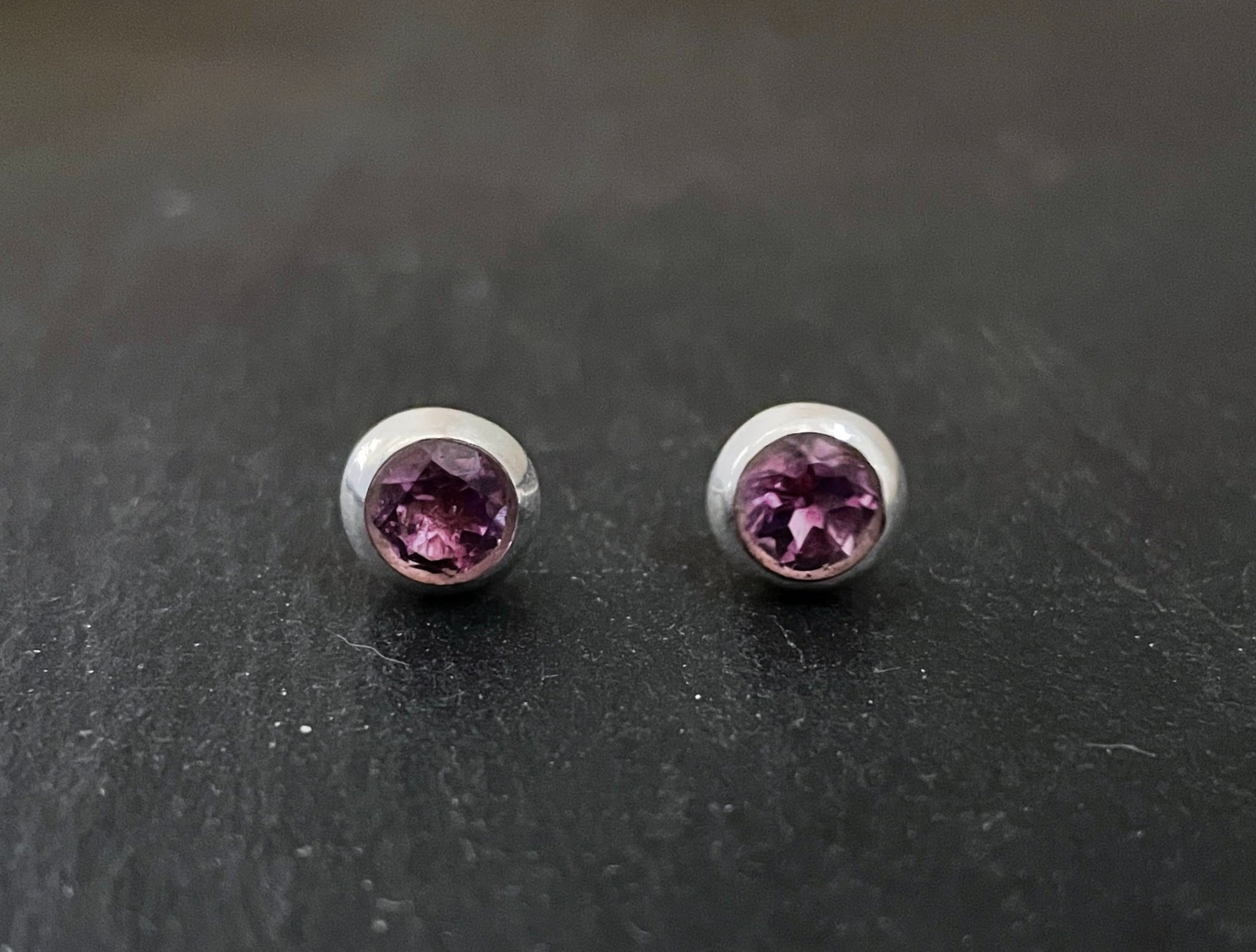 Amethyst Round Stud Earrings image 0