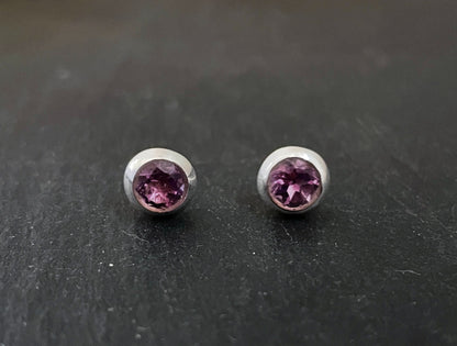 Amethyst Round Stud Earrings image 0