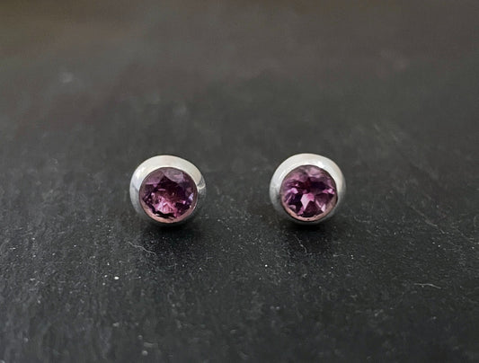 Amethyst Round Stud Earrings image 0