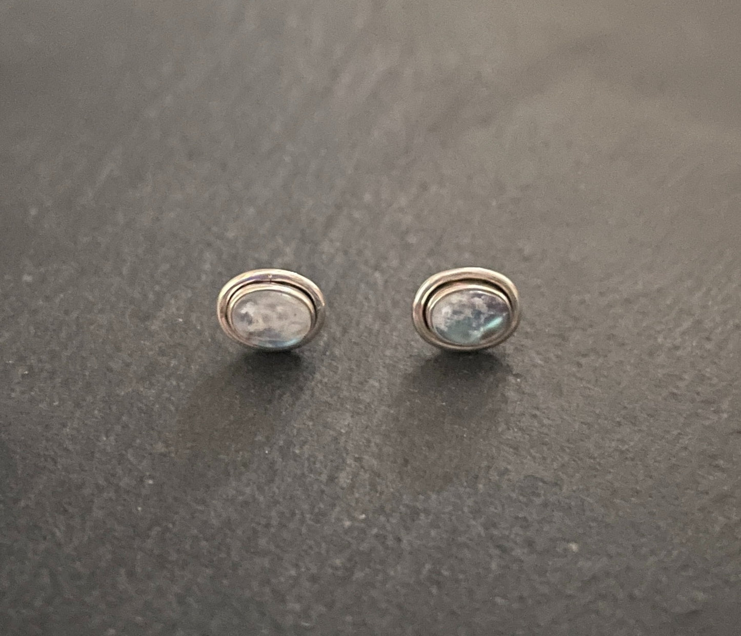 Oval Moonstone and Silver Stud Earrings image 0