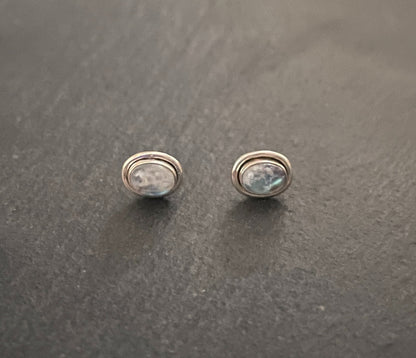 Oval Moonstone and Silver Stud Earrings image 0